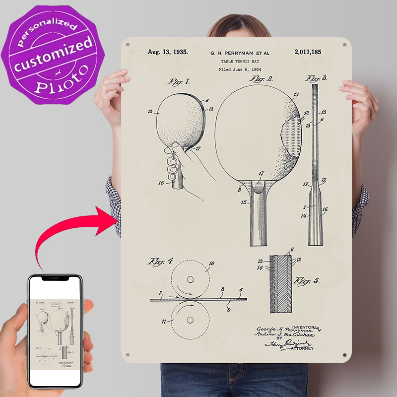 Metalowy plakat z patentem na  – Table Tennis Custom Bat recenzja i cena